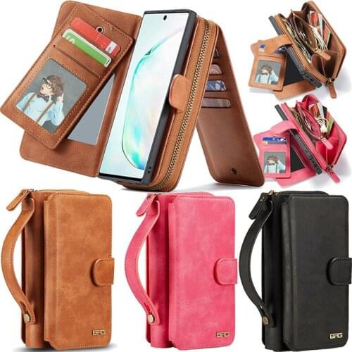 For iPhone 6 7 8 Plus XS Max XR X XS Wallet Case Leather Zipper Magnetism Flip Cover For Samsung Galaxy S8 S10 Note 9 Phone Case