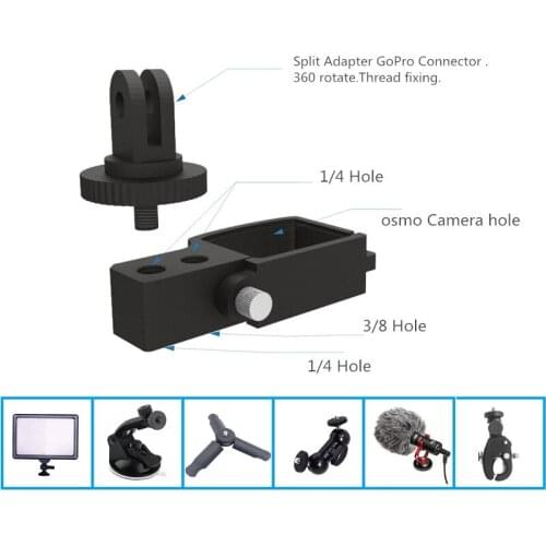 CNC bracket multifunction Extended clip for GoPro Hero camera adapter for dji OSMO Pocket Handheld gimbal Accessories