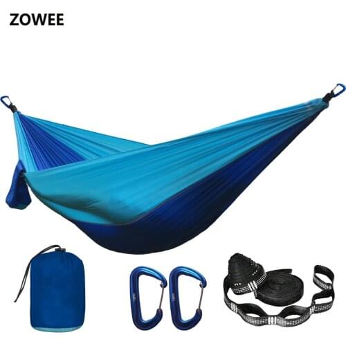 Solid Color Parachute Hammock with Hammock straps and Aluminum carabiner Camping Survival travel Double Person outdoor furniture