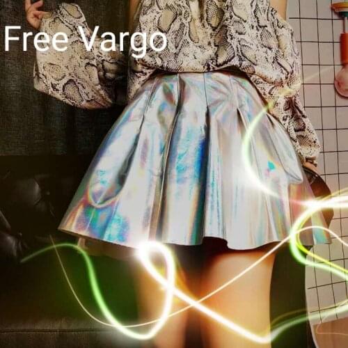 Holographic Burning Man Laser Mini Short Skirt Women Electronic music festival Stage Wear Bar Nightclub Dj Singer Dance Costume