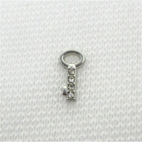 Hot Selling 20pcs/lot Crystal Key Floating Charms Living Glass Memory Lockets DIY Jewelry Charms