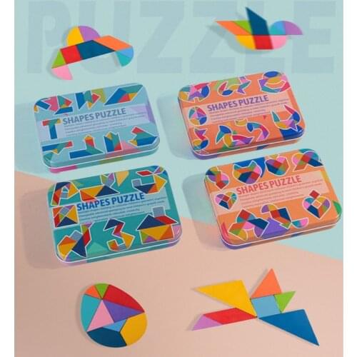 Montessori Toy Creative Tangram Puzzle Busy Board Easy Jigsaw for Activity Center Shape Color Sorting Toy for Kid 3Year