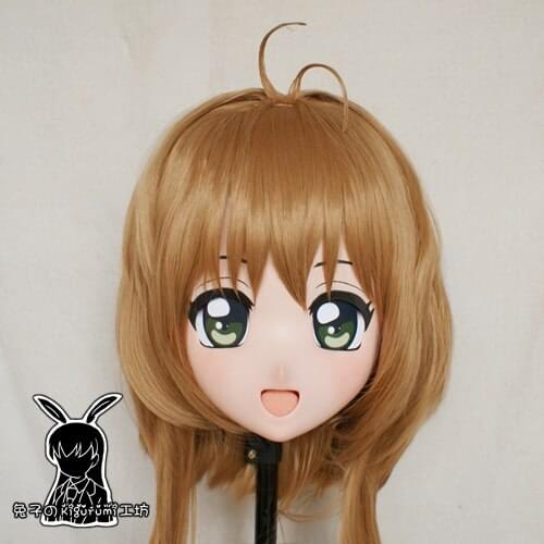 Rabbit 87) Resin Cross dress Pretty Girl Head BID Doll Mask Japanese Anime Kigurumi Mask Cosplay with Wig
