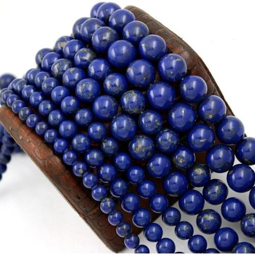 High Quality 4/6/8/10/12mm Approx 32-90pcs/bag Natural Syntietic Round Lapis Lazuli Stone Beads for DIY/ Jewelry making Gift