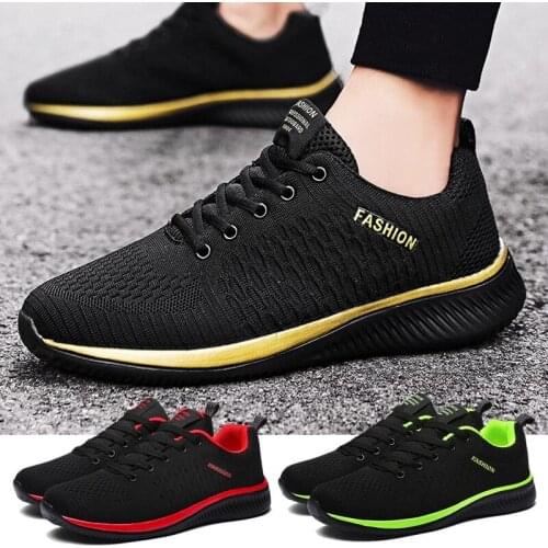 Large Size Summer Lightweight Sports Shoes for Men Sport Shoes Sneakers Man Running Sneakers Women Black Gold Deporte GMB-1422
