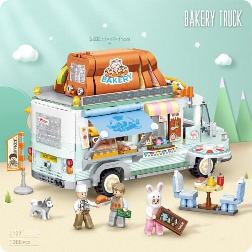 LOZ Creator city mini diamond building block bakery truck car assemble model van vehicle brick educational toy for children gift