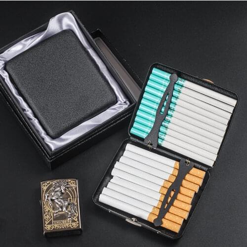 Alloy Frosted Cigarettes Case Retro Cigaret Box Double Sided Metal Cigarette Holder for 20 Regular Cigarettes Black