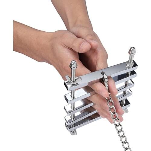 Stainless Steel Finger Splint SM Torture Device Handcuffs Restraint Adjustable Finger Lock Clamps Crusher Sex Toys for Women Men