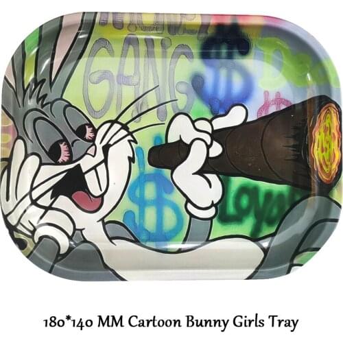 Cartoon Bunny Rolling Tray 180*140 MM Metal Tray For Tobacco Tinplate Plate Discs Tobacco Storage Gifts Smoke Accessories
