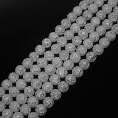 Mini. order is $7! 10mm White Crackle Rock Crystal Quartz Round DIY Loose Beads 15