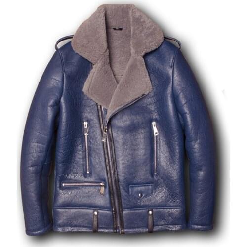 Fashion genuine leather mens winter clothing male genuine sheep leather clothing outerwear handsome mens warm thick coat