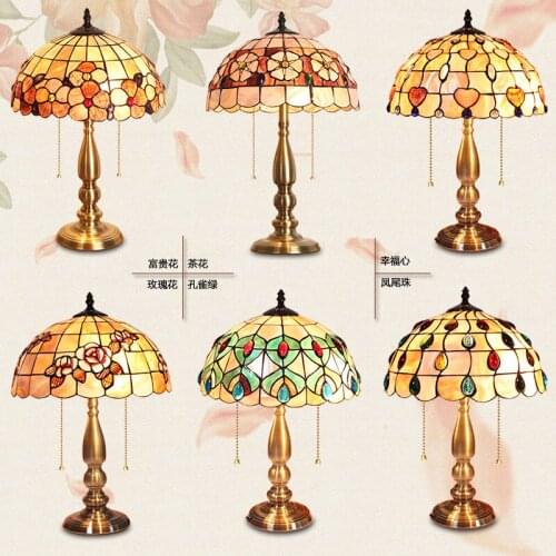 Fashion Mediterranean shell table lamp study desk lamp bedroom bedside table desk lamp