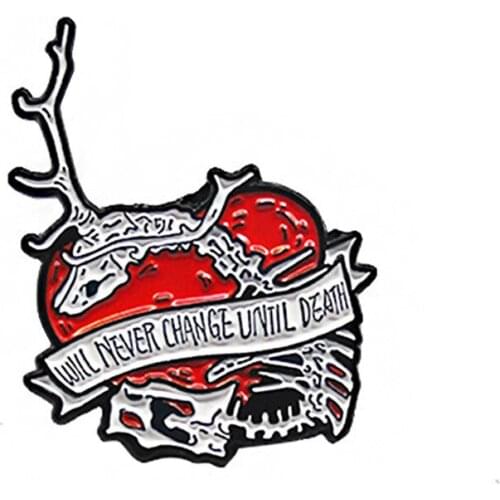 Fashion Creative Red Peach Heart Animal Skeleton Letter Ribbon European And American Popular Alloy Personality Brooch Jewelry