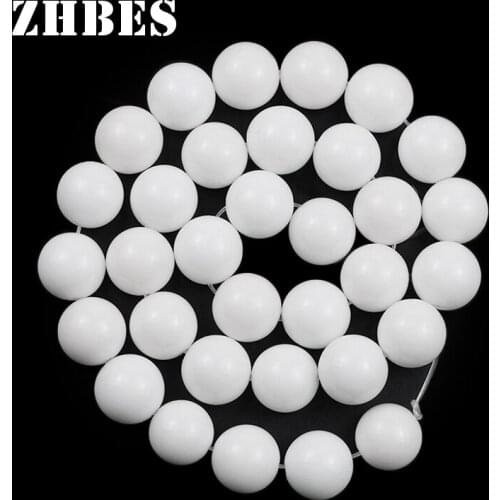 Natural Stone White Color Ceramic Stone Spacer Beads 4/6/8/10/12MM Round Loose Beads For Jewelry Making DIY Bracelet Accessories