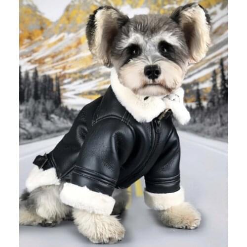 New Winter Jacket For Puppy Small Pet Clothes PU Coat For Dogs Warm Windproof Thick Clothing For Schauzer Pugs French Bulldog