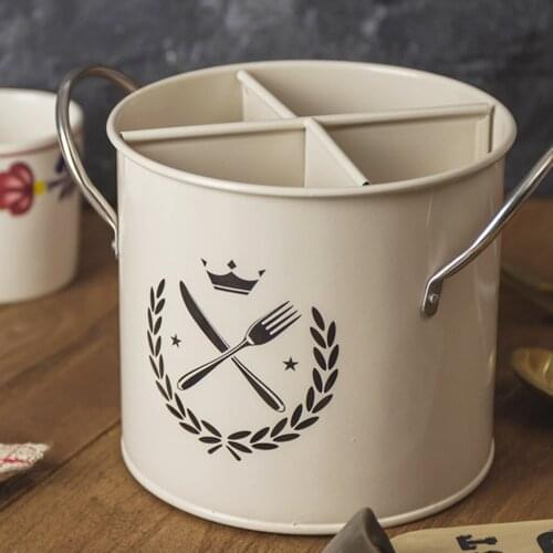 New Iron Art Japanese Style Cylinder Metal Tableware Holder Cup with Handle