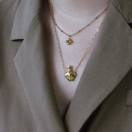 Amaiyllis 18K Gold Multilayer Double Bead Clavicle Chain Necklace Vintage Small Bottle Pearl Kettle Necklace For Women Jewelry