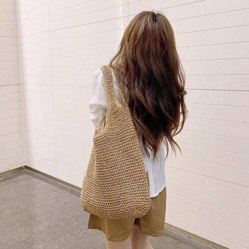 2021 New Fashion Rattan Women Shoulder Bags Woven Female Handbags Large Capacity Summer Beach Straw Bags Casual Tote Purses