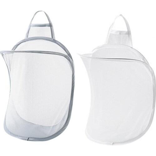Self-adhesive Type Without Punching Household Folding Mesh Bathroom Polyester Hanging Laundry Basket Bag Dirty Clothes Bucket