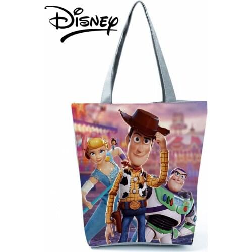 Disney Toy Story Printed Handbag Cartoon Women Shoulder Bag High Capacity Reusable Shoppaing Bag Travel Beach Tote Dropshipping