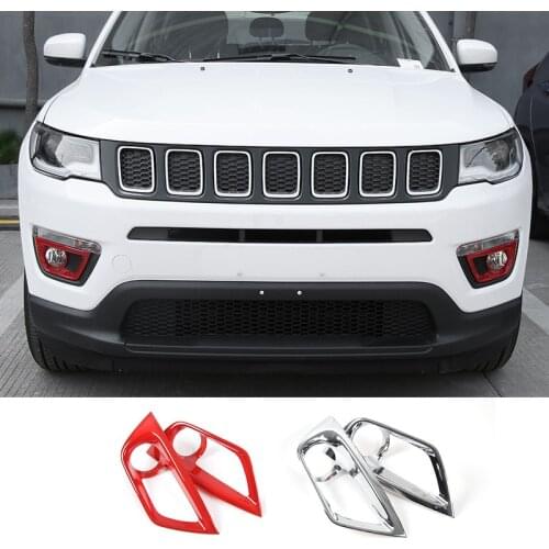 SHINEKA Interior Mouldings for Jeep Compass 2017+ Car Styling Front Fog Light Decoration Frame Fit For Jeep Compass 2017