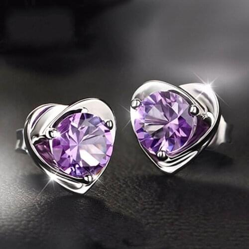 925 Sterling Silver Heart Piercing Stud Earrings For Women Girls Wedding 2021 Trendy Party Jewelry Pendientes eh845