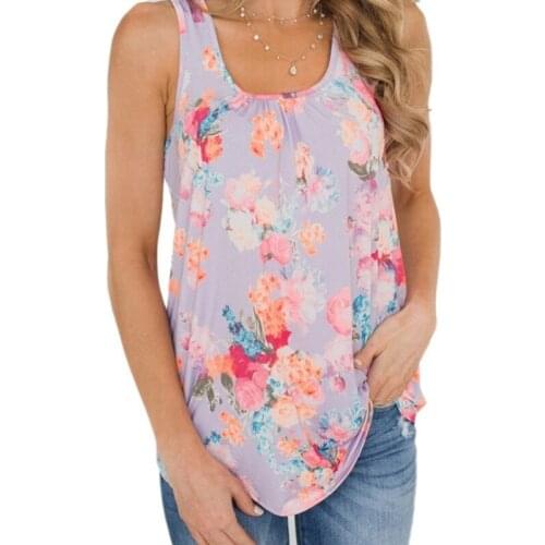 Pop 2021 Summer Casual Fashion Trend Print U-neck Womens Top Womens Vest T-shirt
