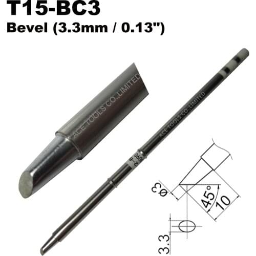 10 PCS T15-BC3 Bevel 3.3mm Soldering Tip for HAKKO FX-951 FX-950 FX-952 FX-9501 FM-2028 FM2027 HandleIron Pencil Replacement