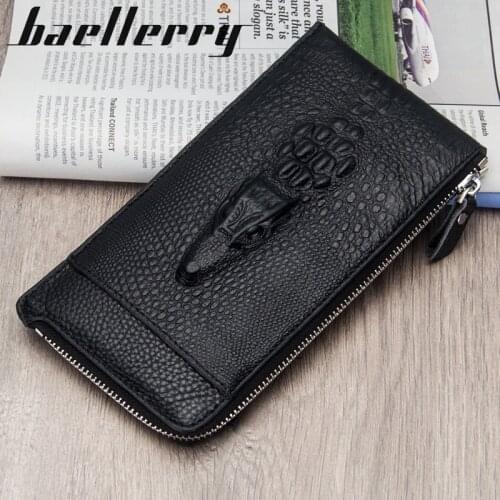 100% Cow Genuine Leather Wallet Men Alligator Male Clutch Cell Phone Pocket Man Long Purses Carteira Card Holder Larger Capacity