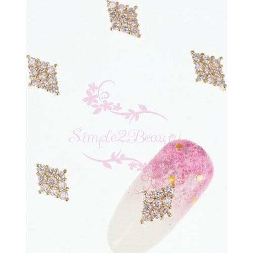 100pcs/Lot Rhombus Shape Micro Pave Clear Crystal Zircon Alloy Charms Luxury Nail Art Manicure Jewelry Craft Design Decorations