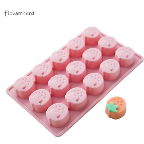 15-hole Cartoon Strawberry Mold Fondant Silicone Mold Resin Mold Soap Mold Baking Accessories Cake Decorating Chocolate Mold