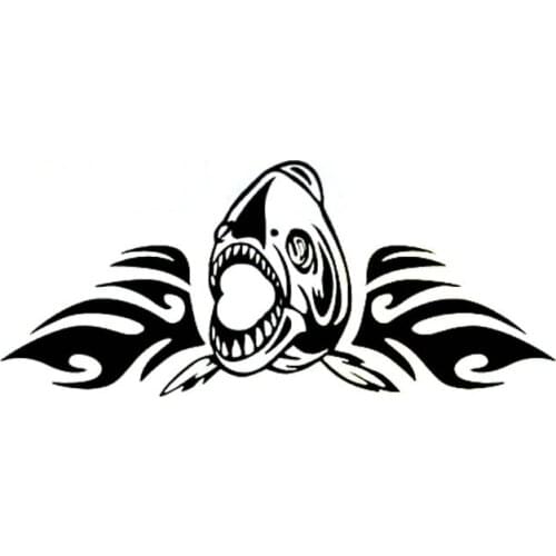 17cm*7.3cm Personality Piranha Flame High Quality Vinyl Car-styling Car Sticker Decal Black Silver C11-0268