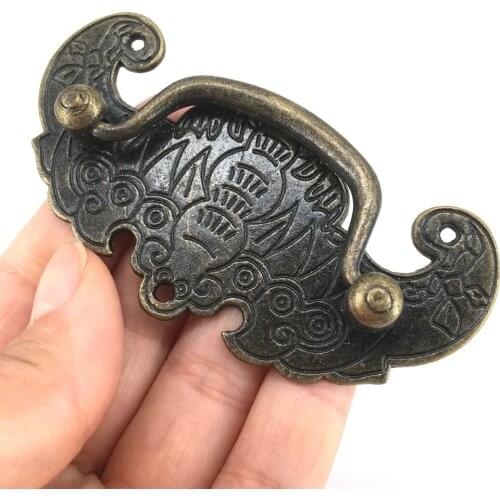 4Pcs Chinese Antique Cabinet Handle Pulls Hardware Drawer Door Handles Furniture Closet Dresser Decor Knobs