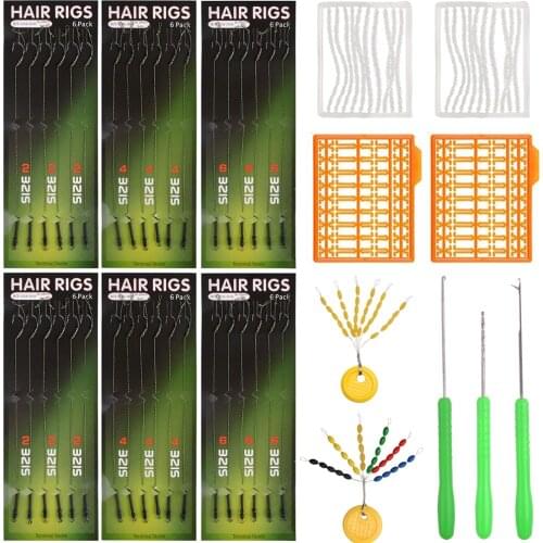 45Pcs/Set Carp Fishing Ready Made Hook Link Tied Rigs With Boilies Bait Stops Carp Baiting Needle Tools Terminal Tackle