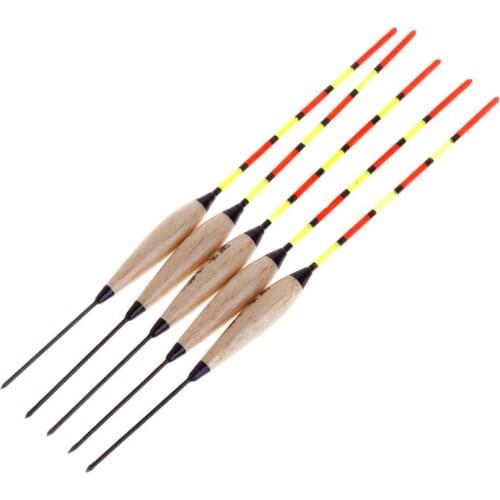 5 Pcs/Set Fishing Float Fluorescent Tail Luminous Stick Floating Buoy Tackle Barr Wood Wooden Sticks Accessories Ice Fishing