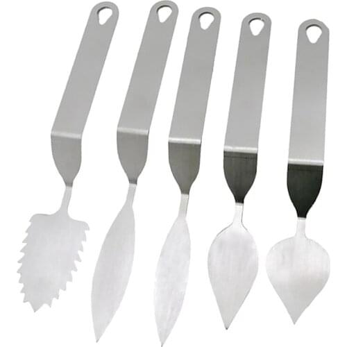 5Pcs Chocolate Cake Decorating Spatula Feather Stainless Steel Leaf Chocolate Spatula Baking Tool Chocolate Molds