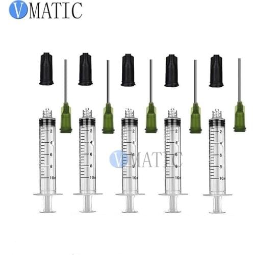 Free Shipping Non Sterilized 6 Pcs Syringes 10ml 10cc With Caps/Stopper & 14G Glue Dispensing Adhesives Needle 1 Inch