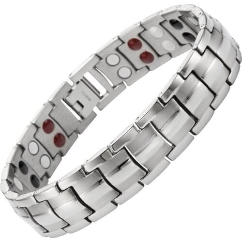 Stainless Steel Magnetic Therapy Bracelet Double Row Pain Relief Bangle EK-New