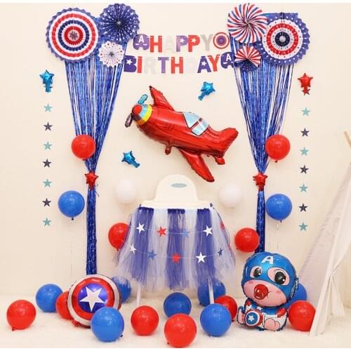 Disney Marvel Captain America Theme Boy Girl Baby Birthday Decoration Party Balloons Blue Birthday Decoration Gender Reveal Toy