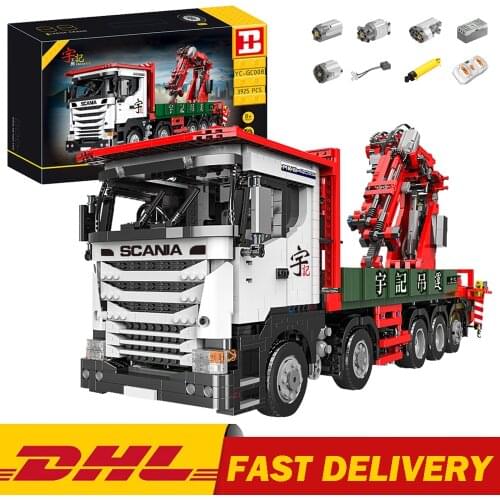DHL APP RC Technical Car Model The Big Scania Crane Lorry Truck City Engineering Building Blocks Assembly Brick Toys Kids Gifts