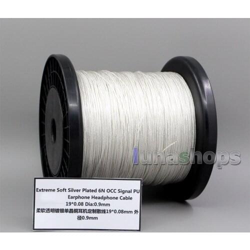 Extreme Soft Silver Plated 6N OCC Signal PU Earphone Headphone Cable 19*0.08 Dia:0.9mm LN005621