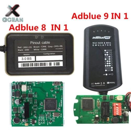 Adblue Emulator OBD2 Adblue 8 IN 1 V3 Nox Sensor Adblue 9 IN 1 No Need Any Software Universal Ad Blue For 9 Trucks Free Shipping