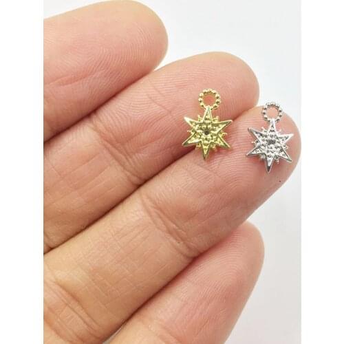 Eruifa 20pcs 6mm Tiny Star Zinc Alloy Jewelry DIY Charms Pendant Necklace, Earring Bracelet 2 Colors