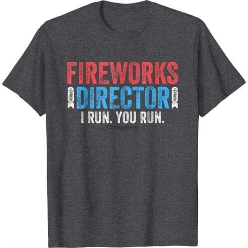JOOCAR Fireworks Director I Run You Run T-Shirt 4th of July Funny Shirt Independence Day Gift