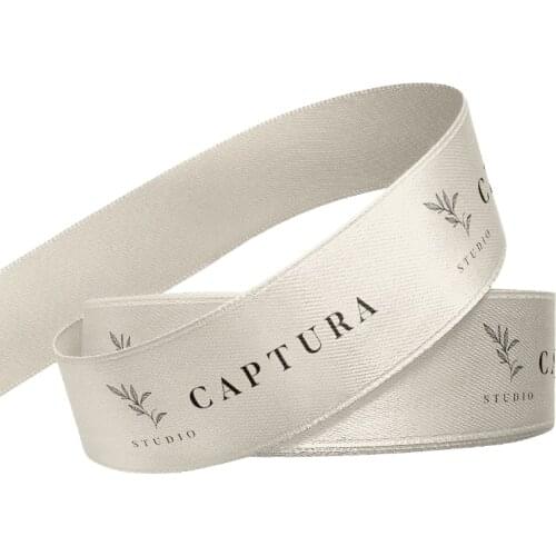 Customized Logo Printing Ribbon Personal Brand Printed Silk Ribbons for Bakery Flower Shop