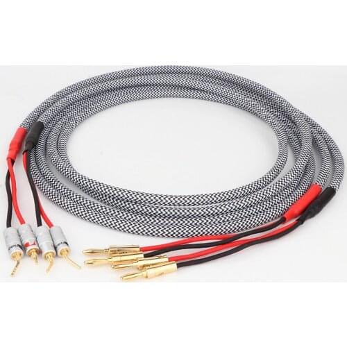 High Quality Pair Pure copper loudspeaker Cable HIFI Banana plug To Pin Plug speaker Cable Center Audio Speaker Cable