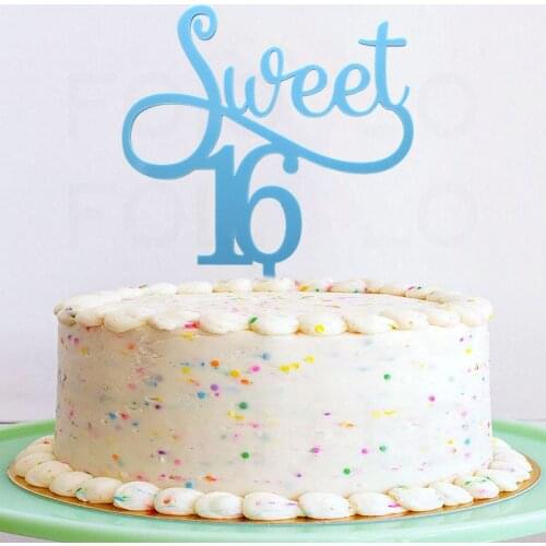 1 Pcs Lovely Letter Sweet 16 Acrylic Cake Toppers 16st 16 Years Old Cupcake Toppers Happy Birthday Party Anniversary Cake Deocrs