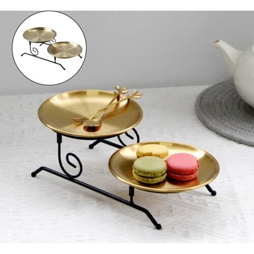 Wrought Iron Serving Tray Nordic Style Decoration Bedroom Study Coffee Table for Cake Pastries Birthday Party