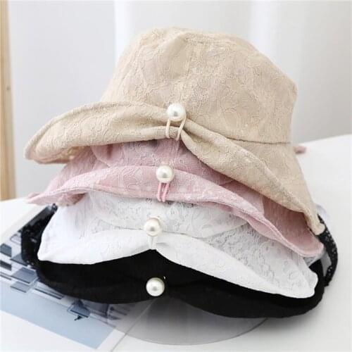 Lace Bucket Hat Women Cute Floral Fisherman Hat Summer Beach Visor Adjustable Ribbon Wide Brim Bonnet Elegant Cap Luxury