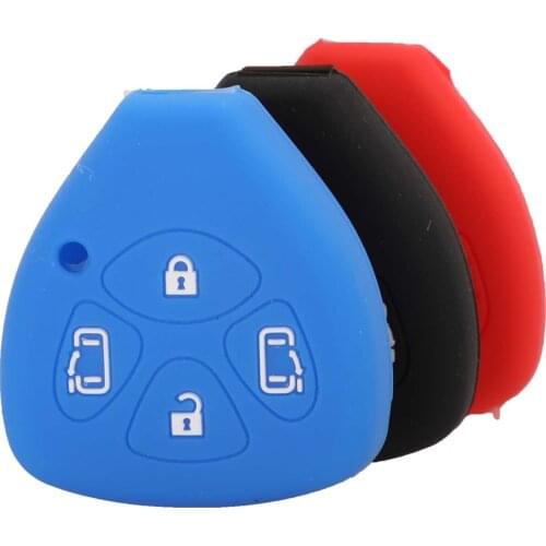 Kutery Silicone Rubber Car Key Cover Case For Toyota Avalon Camry Corolla Crown Yaris Prado RAV4 Remote Key Protecor 4Buttons